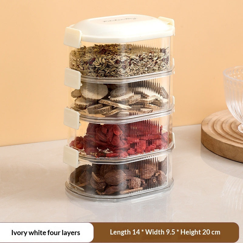 Gewürz-Aufbewahrungsbox für den Haushalt – Küchen-Gewürzbehälter für trockene Zutaten mit luftdichtem Verschluss