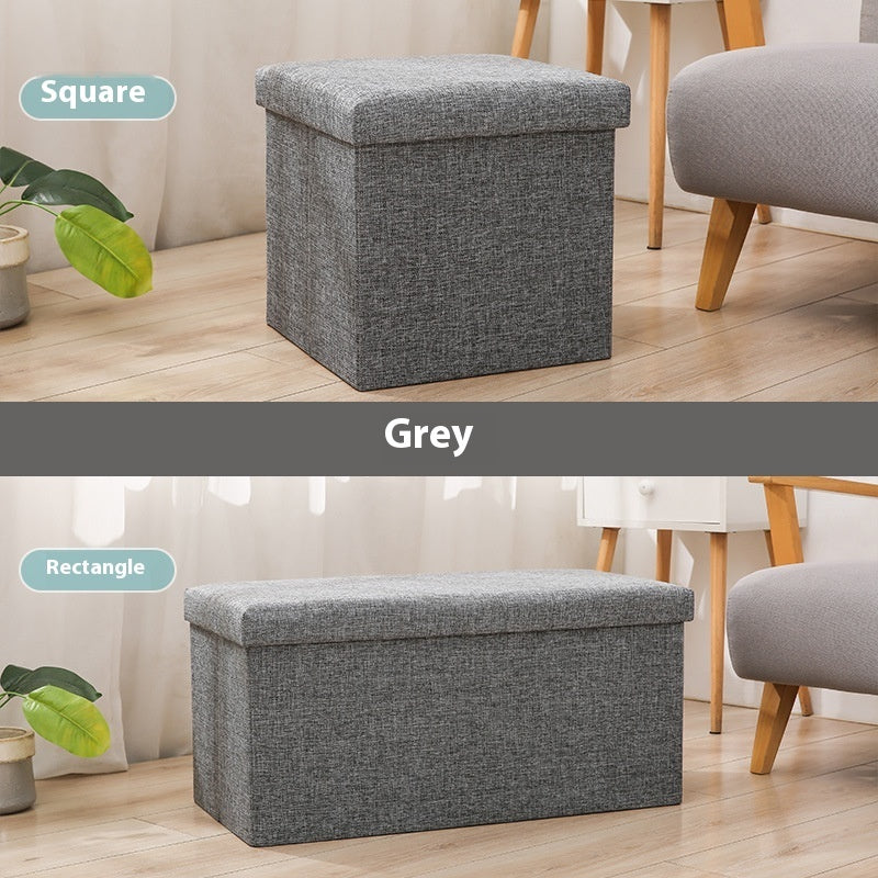 Klappbarer Aufbewahrungshocker aus Baumwoll-Leinen – Sitzbank & Schuhbank mit Stauraum