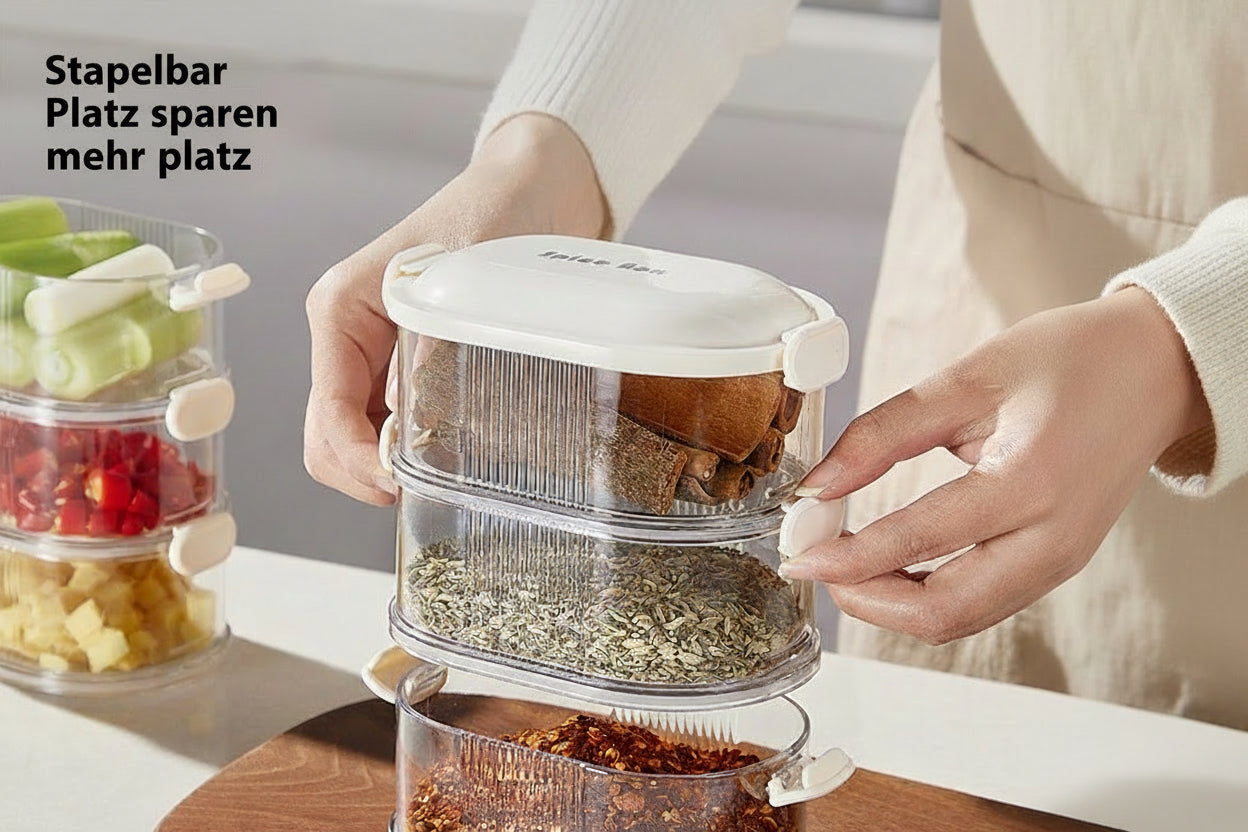 Gewürz-Aufbewahrungsbox für den Haushalt – Küchen-Gewürzbehälter für trockene Zutaten mit luftdichtem Verschluss