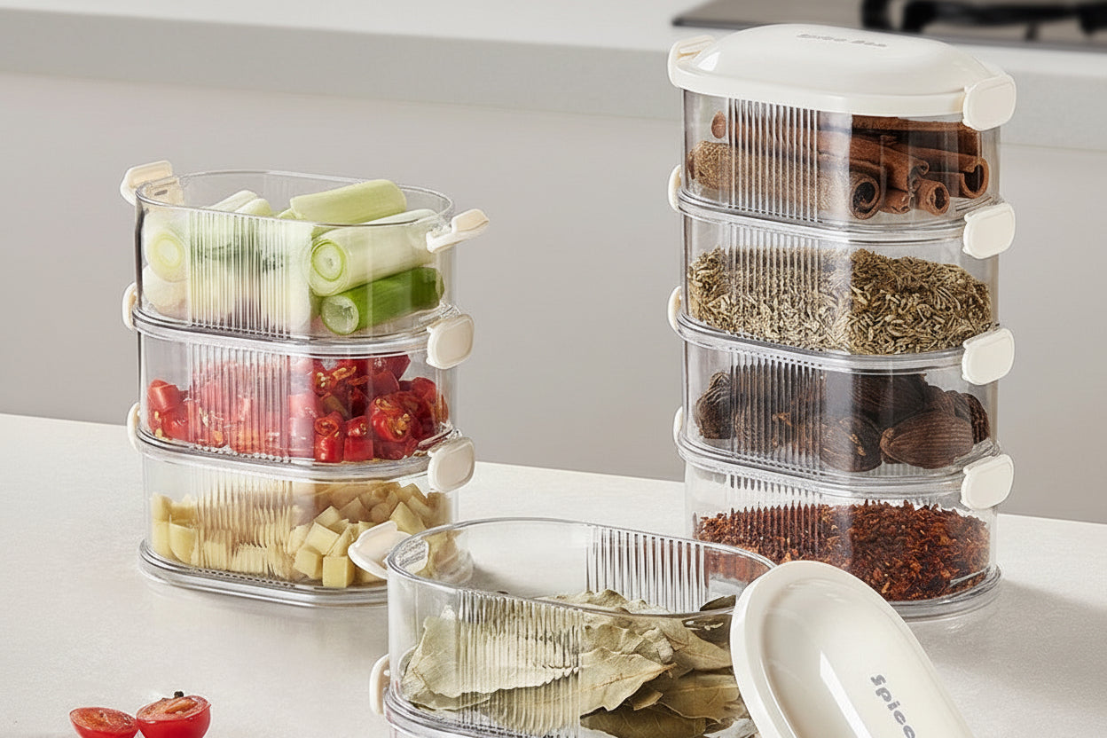 Gewürz-Aufbewahrungsbox für den Haushalt – Küchen-Gewürzbehälter für trockene Zutaten mit luftdichtem Verschluss