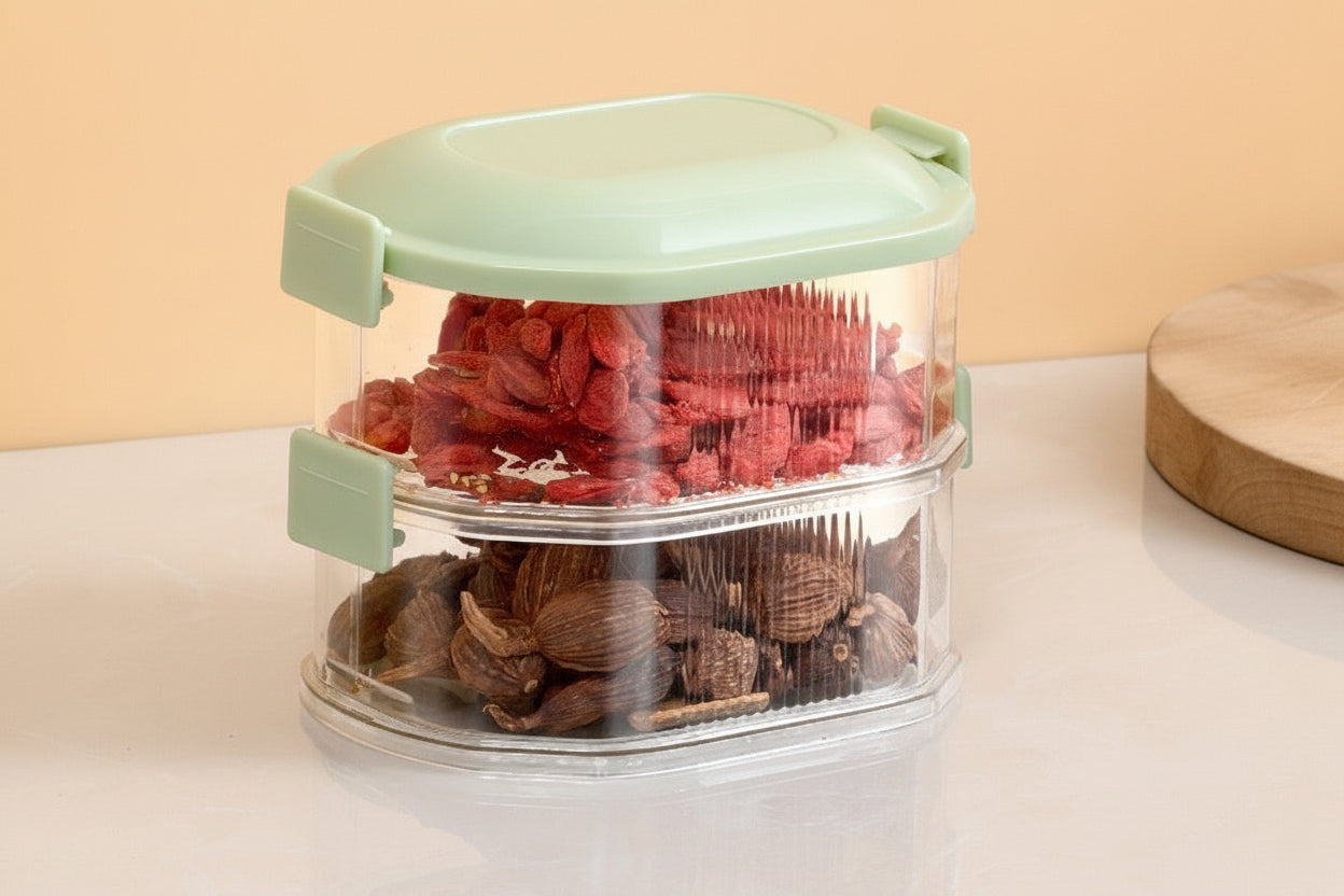 Gewürz-Aufbewahrungsbox für den Haushalt – Küchen-Gewürzbehälter für trockene Zutaten mit luftdichtem Verschluss