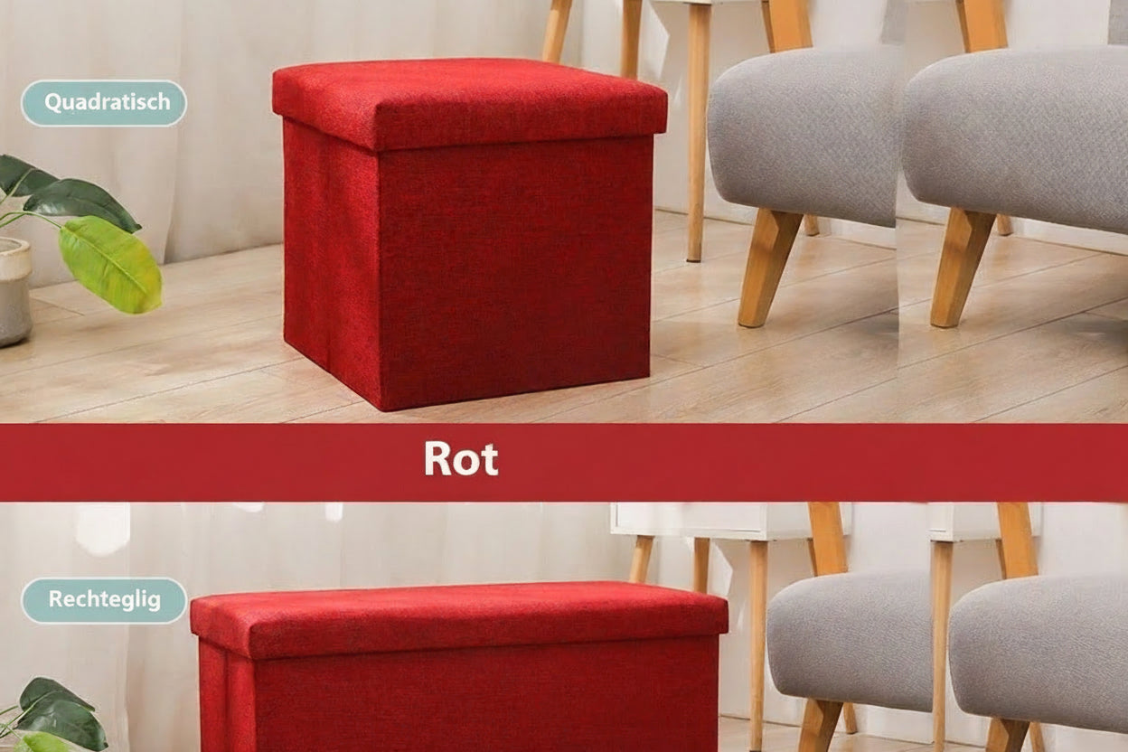 Klappbarer Aufbewahrungshocker aus Baumwoll-Leinen – Sitzbank & Schuhbank mit Stauraum